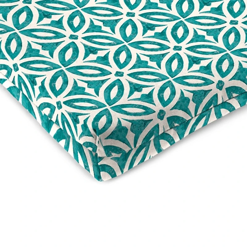 Teal Geometric Outdoor Seat Cushions, Set of 2