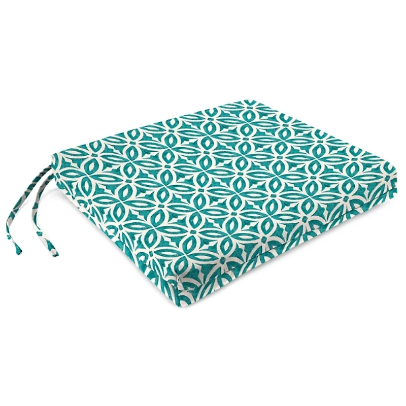 Teal Geometric Outdoor Seat Cushions, Set of 2
