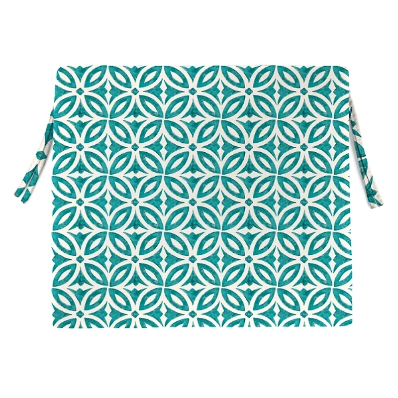 Teal Geometric Outdoor Seat Cushions, Set of 2