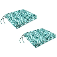 Teal Geometric Outdoor Seat Cushions, Set of 2