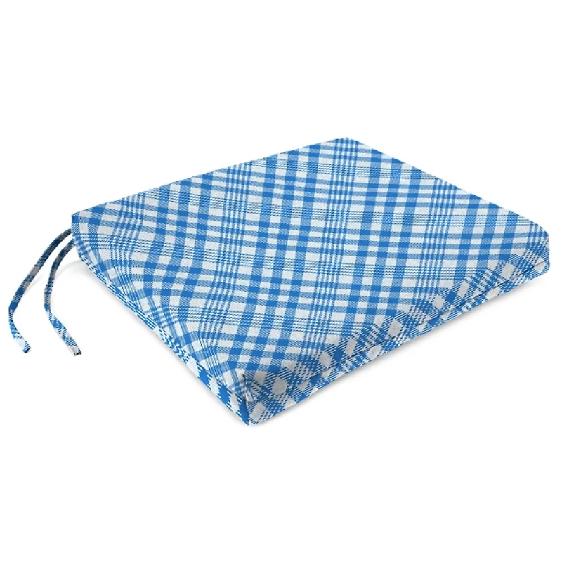 Wetland Blue Plaid Outdoor Seat Cushions, Set of 2