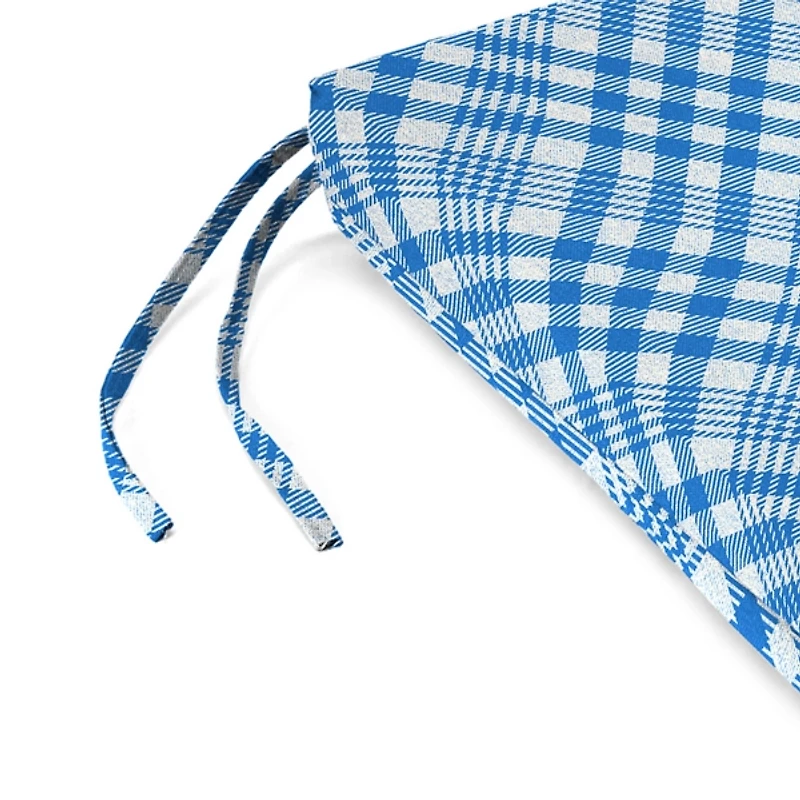 Wetland Blue Plaid Outdoor Seat Cushions, Set of 2