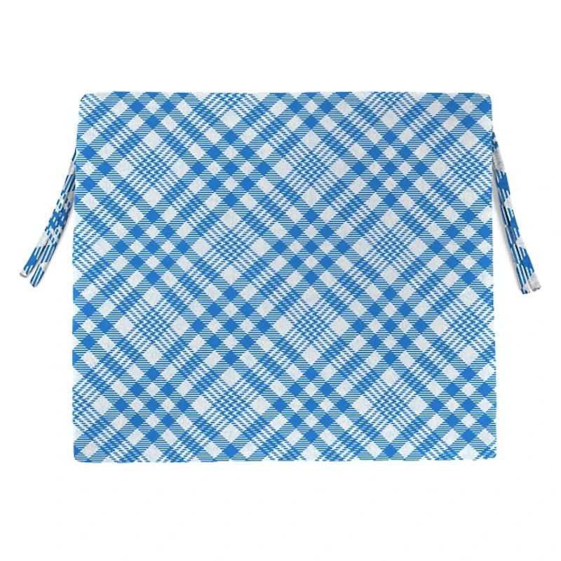 Wetland Blue Plaid Outdoor Seat Cushions, Set of 2