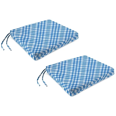 Wetland Blue Plaid Outdoor Seat Cushions, Set of 2