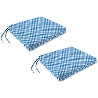 Wetland Blue Plaid Outdoor Seat Cushions, Set of 2