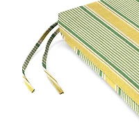 Yellow & Green Striped Seat Cushions, Set of 2