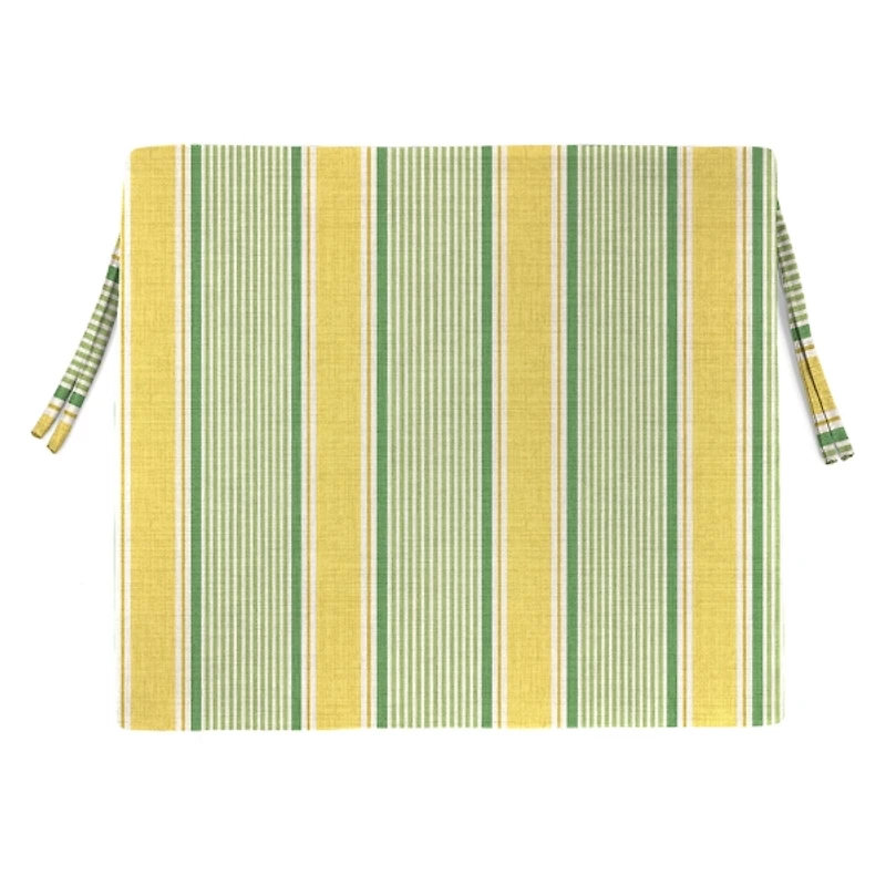 Yellow & Green Striped Seat Cushions, Set of 2