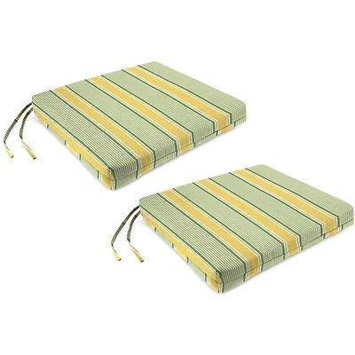 Yellow & Green Striped Seat Cushions, Set of 2
