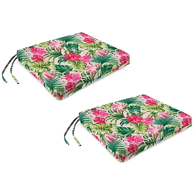 Tropical Hibiscus Outdoor Seat Cushions, Set of 2