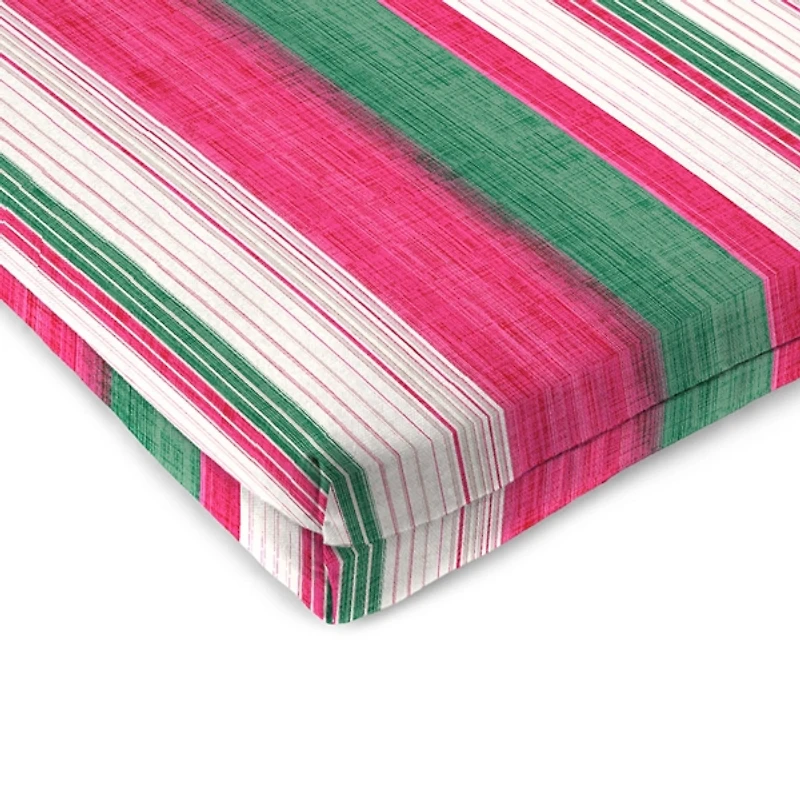 Pink & Green Stripe Outdoor Cushions, Set of 2