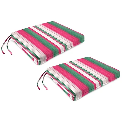 Pink & Green Stripe Outdoor Cushions, Set of 2