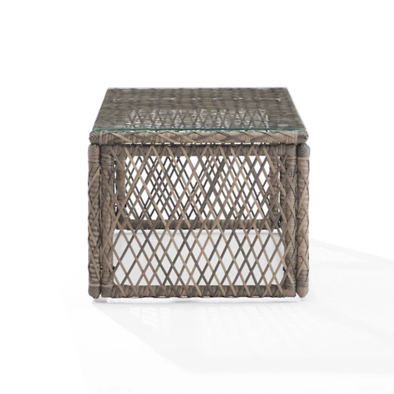Gray Wicker Outdoor Coffee Table