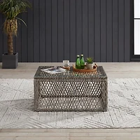 Gray Wicker Outdoor Coffee Table