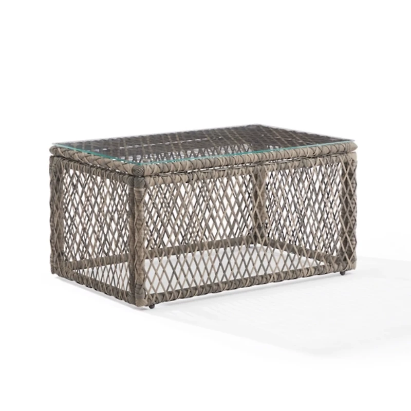 Gray Wicker Outdoor Coffee Table