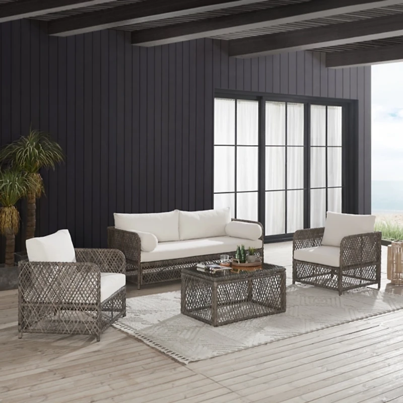 Gray Wicker 4-pc. Outdoor Living Set
