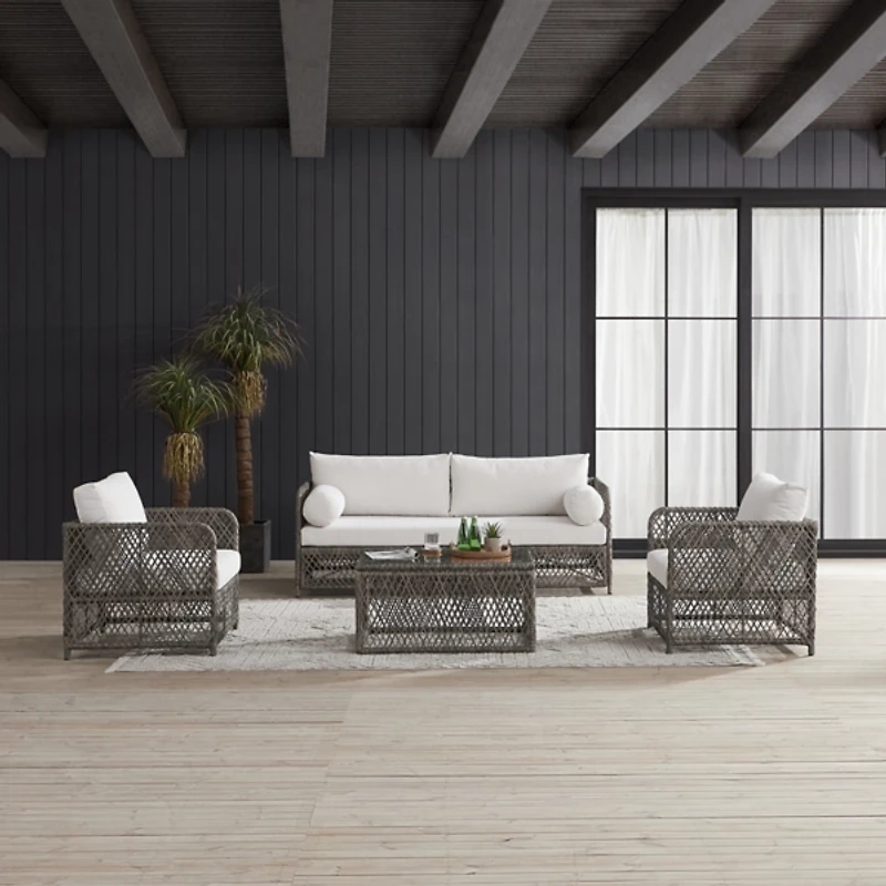 Gray Wicker 4-pc. Outdoor Living Set