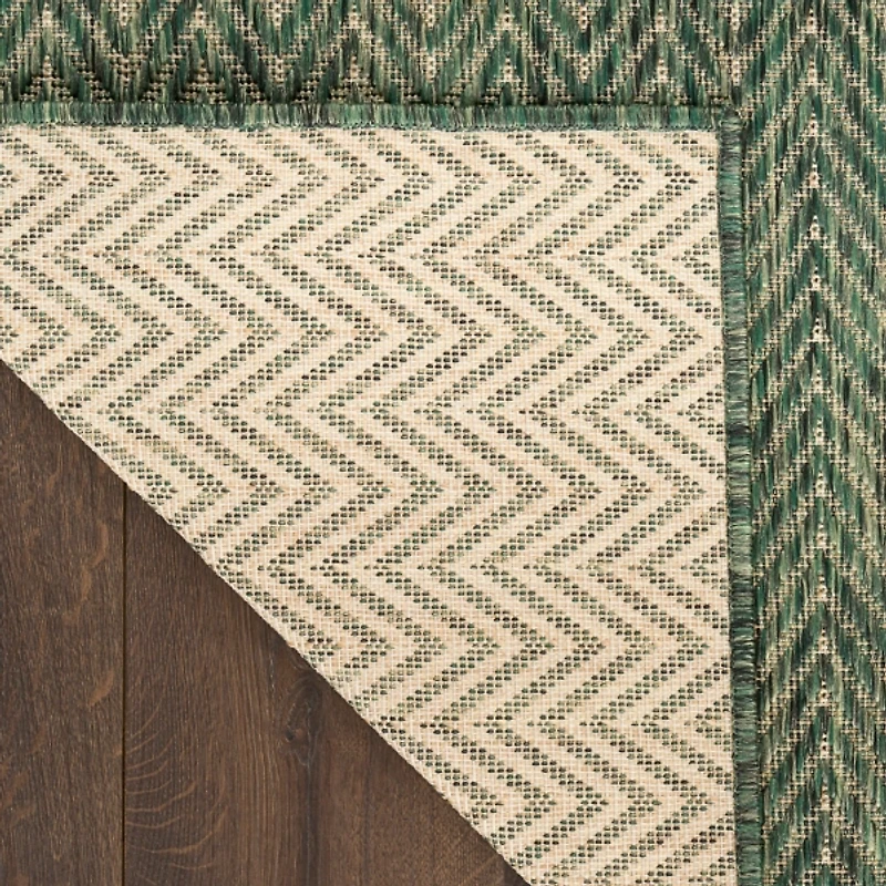 Green Chevron Horizon Outdoor Rug
