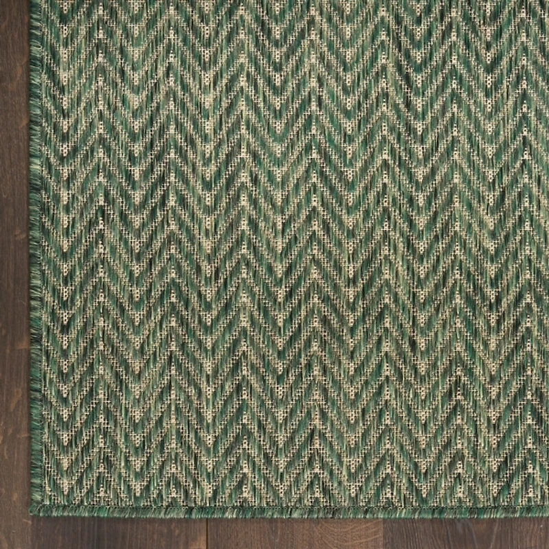 Green Chevron Horizon Outdoor Rug