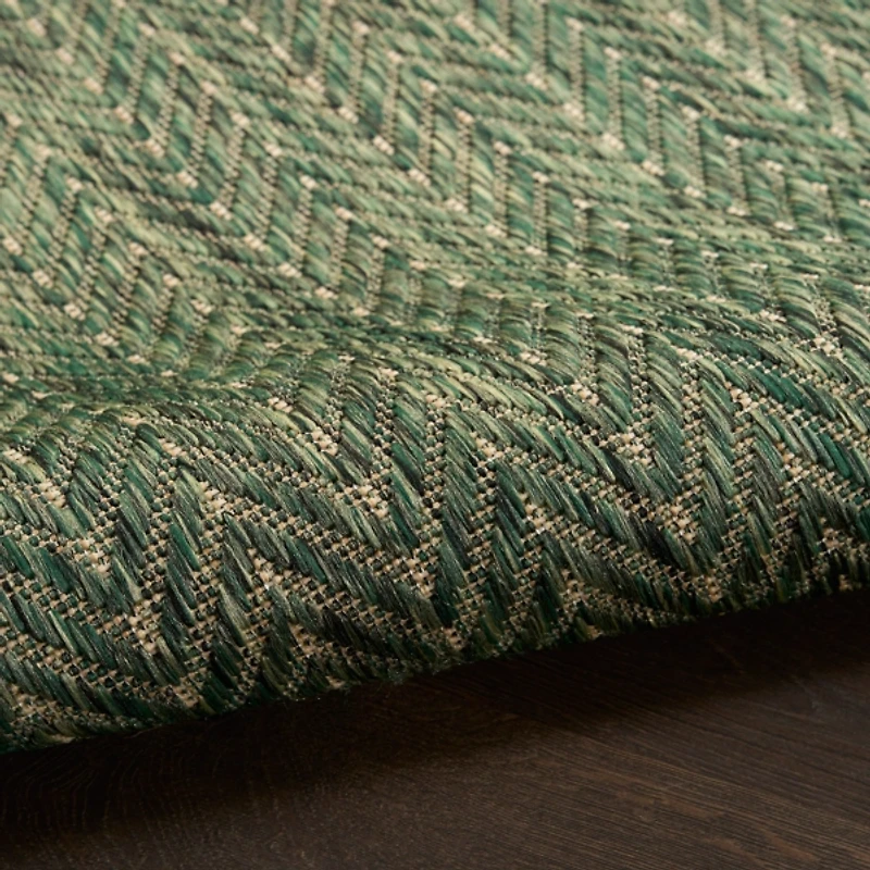 Green Chevron Horizon Outdoor Rug