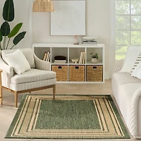 Green Bordered Horizon Outdoor Rug