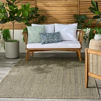 Olive Bordered Tulum Outdoor Rug, 5x7