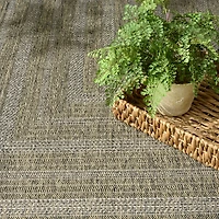 Olive Bordered Tulum Outdoor Rug, 5x7