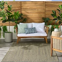 Olive Bordered Tulum Outdoor Rug, 5x7