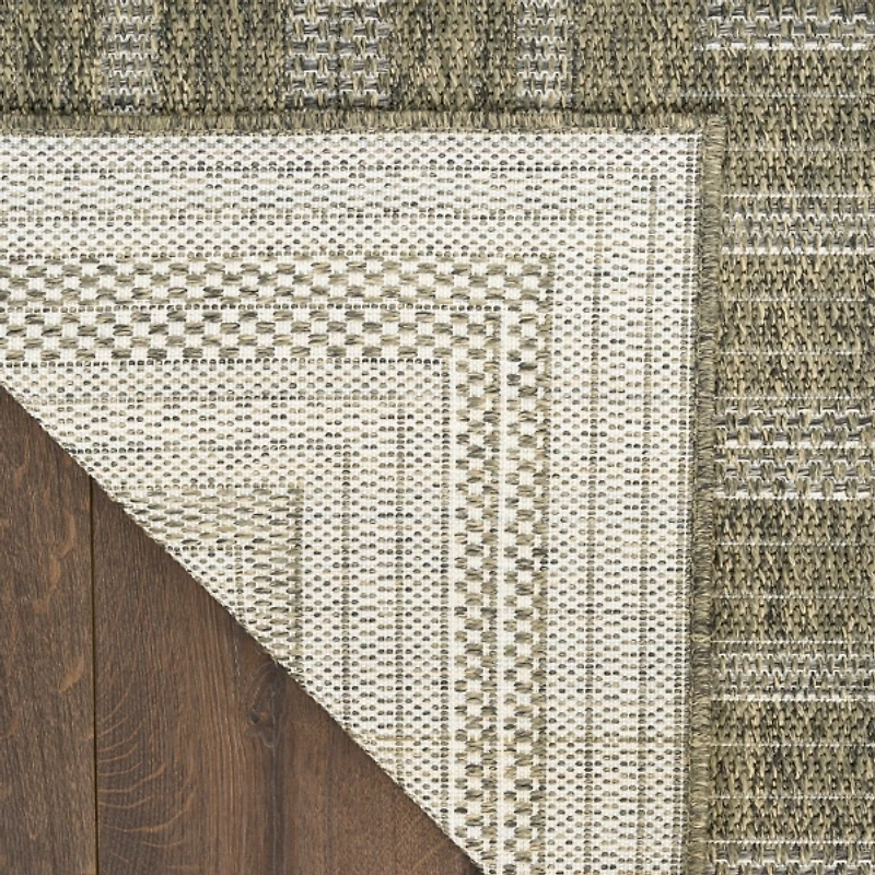 Olive Bordered Tulum Outdoor Rug, 5x7