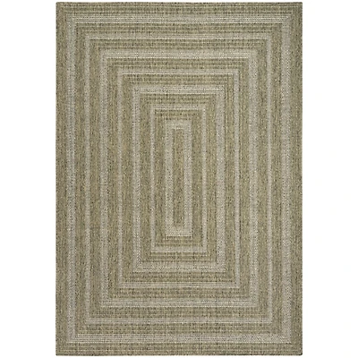 Olive Bordered Tulum Outdoor Rug, 5x7