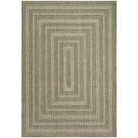 Olive Bordered Tulum Outdoor Rug, 5x7