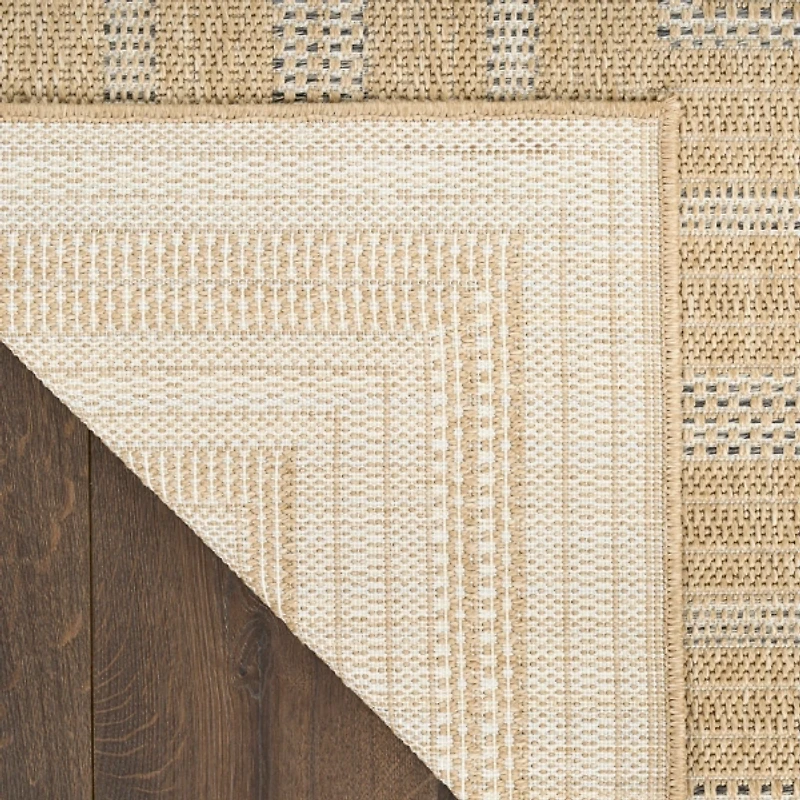 Neutral Bordered Tulum Outdoor Rug, 5x7