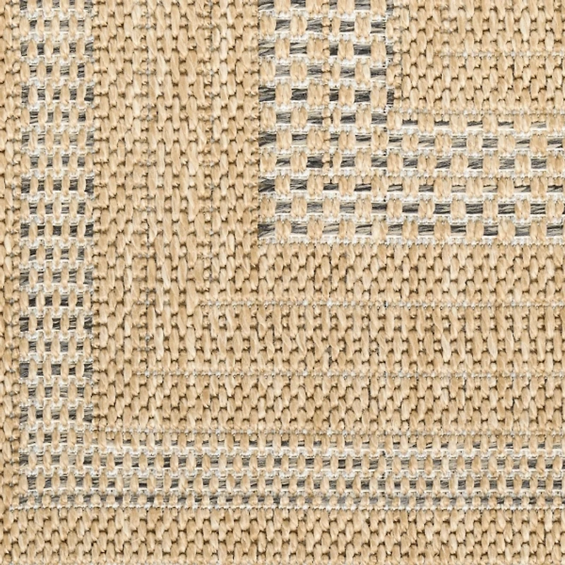 Neutral Bordered Tulum Outdoor Rug, 5x7