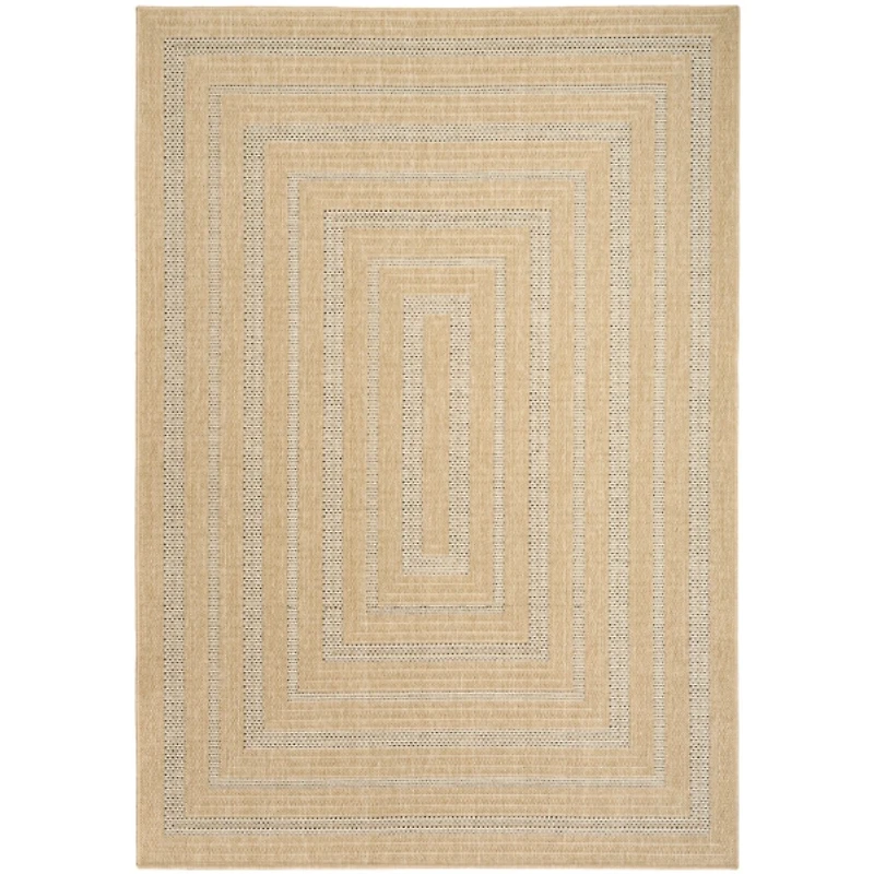 Neutral Bordered Tulum Outdoor Rug, 5x7