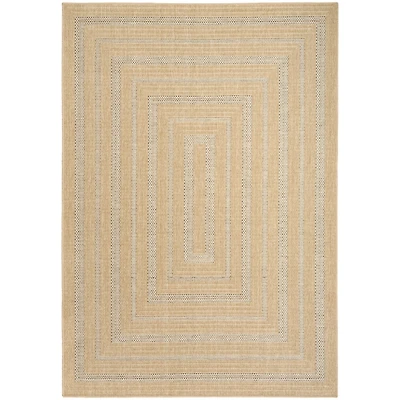 Neutral Bordered Tulum Outdoor Rug