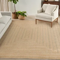 Neutral Bordered Tulum Outdoor Rug, 8x10
