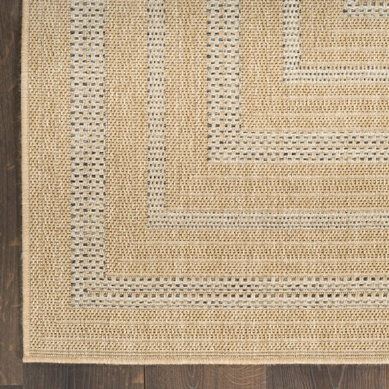 Neutral Bordered Tulum Outdoor Rug, 8x10