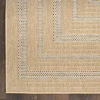 Neutral Bordered Tulum Outdoor Rug, 8x10