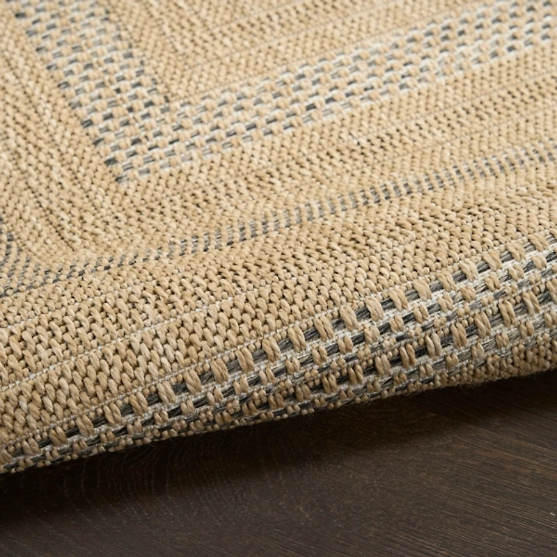 Neutral Bordered Tulum Outdoor Rug, 8x10