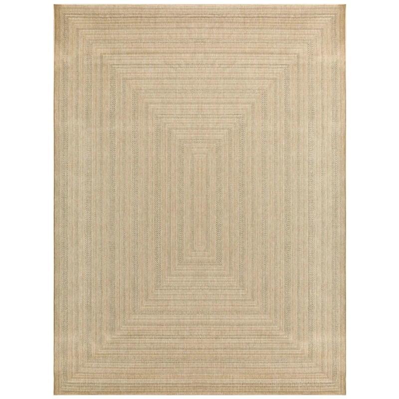 Neutral Bordered Tulum Outdoor Rug, 8x10