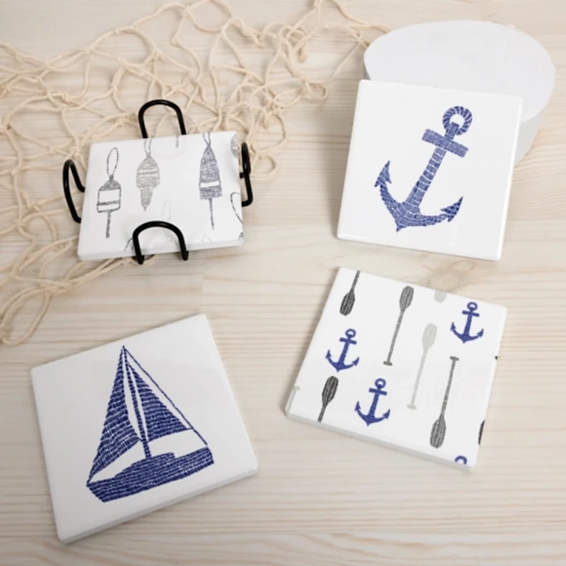 Ceramic Lake Coasters, Set of 4