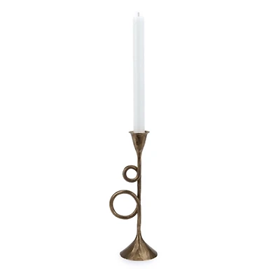 Gold French Horn Taper Candle Holder, 9.5 in.