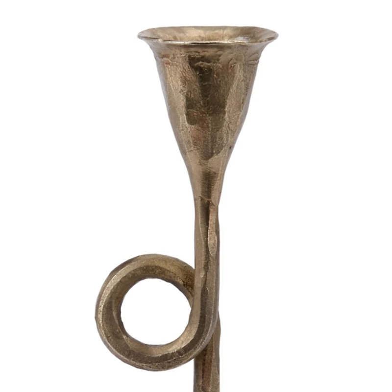 Gold French Horn Taper Candle Holder, 9.5 in.