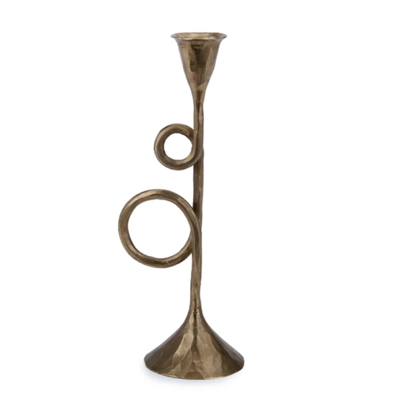Gold French Horn Taper Candle Holder, 9.5 in.