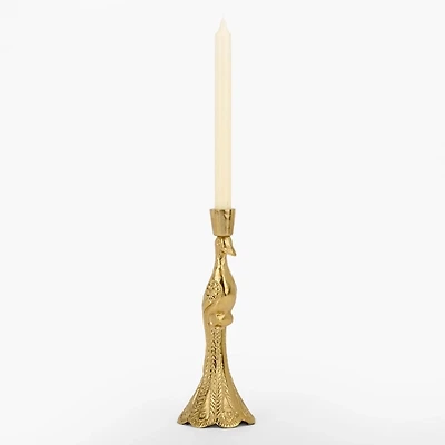 Gold Peacock Taper Candle Holder