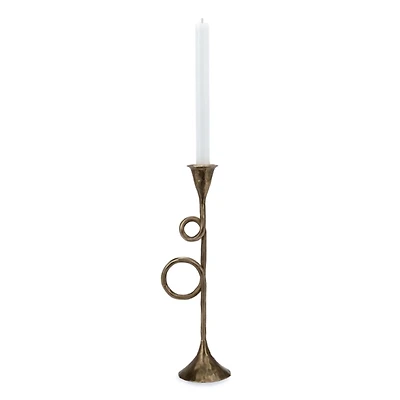 Gold French Horn Taper Candle Holder, 11.5 in.