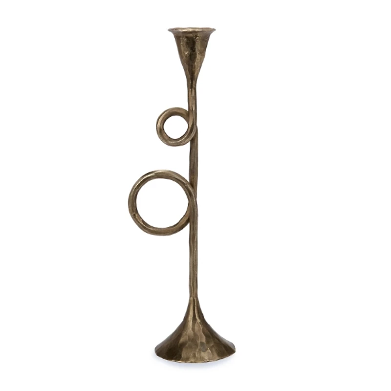 Gold French Horn Taper Candle Holder, 11.5 in.