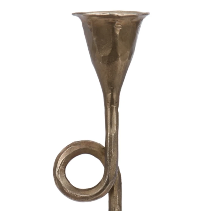 Gold French Horn Taper Candle Holder
