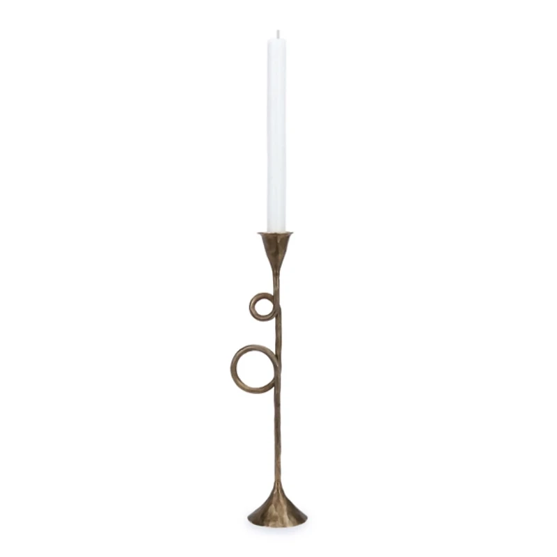 Gold French Horn Taper Candle Holder