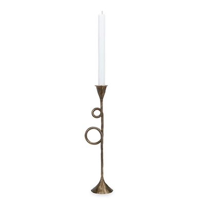 Gold French Horn Taper Candle Holder