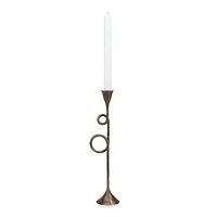 Gold French Horn Taper Candle Holder